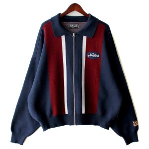 画像1: 【NEWFUNK】17'LOGO KNIT JACKET (Navy)