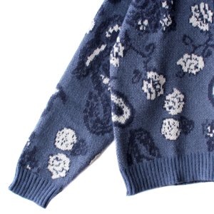 画像5: 【NEWFUNK】PAISLEY CREW NECK KNIT (Navy Blue)