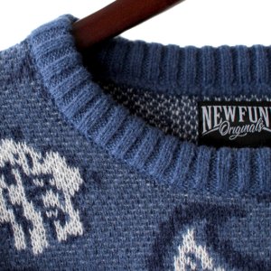 画像4: 【NEWFUNK】PAISLEY CREW NECK KNIT (Navy Blue)