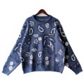 【NEWFUNK】PAISLEY CREW NECK KNIT (Navy Blue)