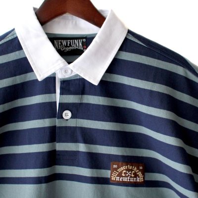 画像1: Stripe Rugby Shirt (Navy)