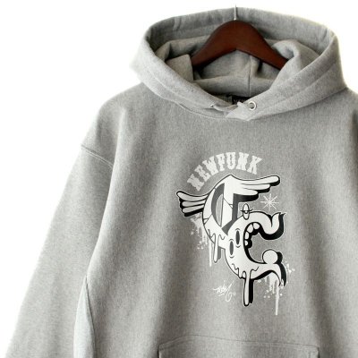 画像1: 【NEWFUNK × DAM ONE】CRACK HOODIE (Gray)