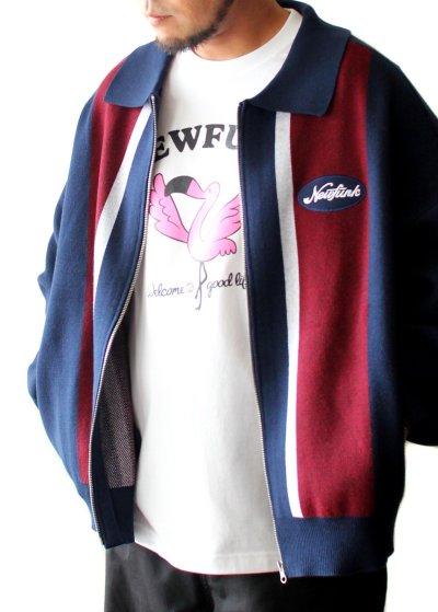 画像2: 【NEWFUNK】17'LOGO KNIT JACKET (Navy)