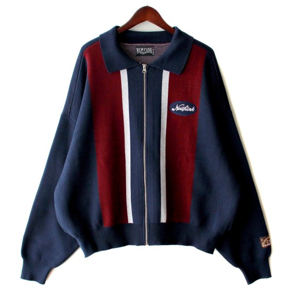 画像1: 【NEWFUNK】17'LOGO KNIT JACKET (Navy) (1)