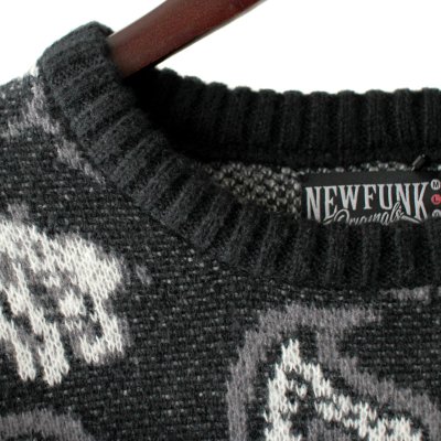 画像2: 【NEWFUNK】PAISLEY CREW NECK KNIT (Black)