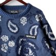 画像2: 【NEWFUNK】PAISLEY CREW NECK KNIT (Navy Blue) (2)